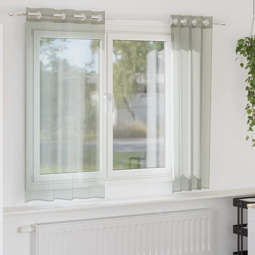 Gordijnen voile met doorvoertules 2 st 140x175 cm lichtgrijs