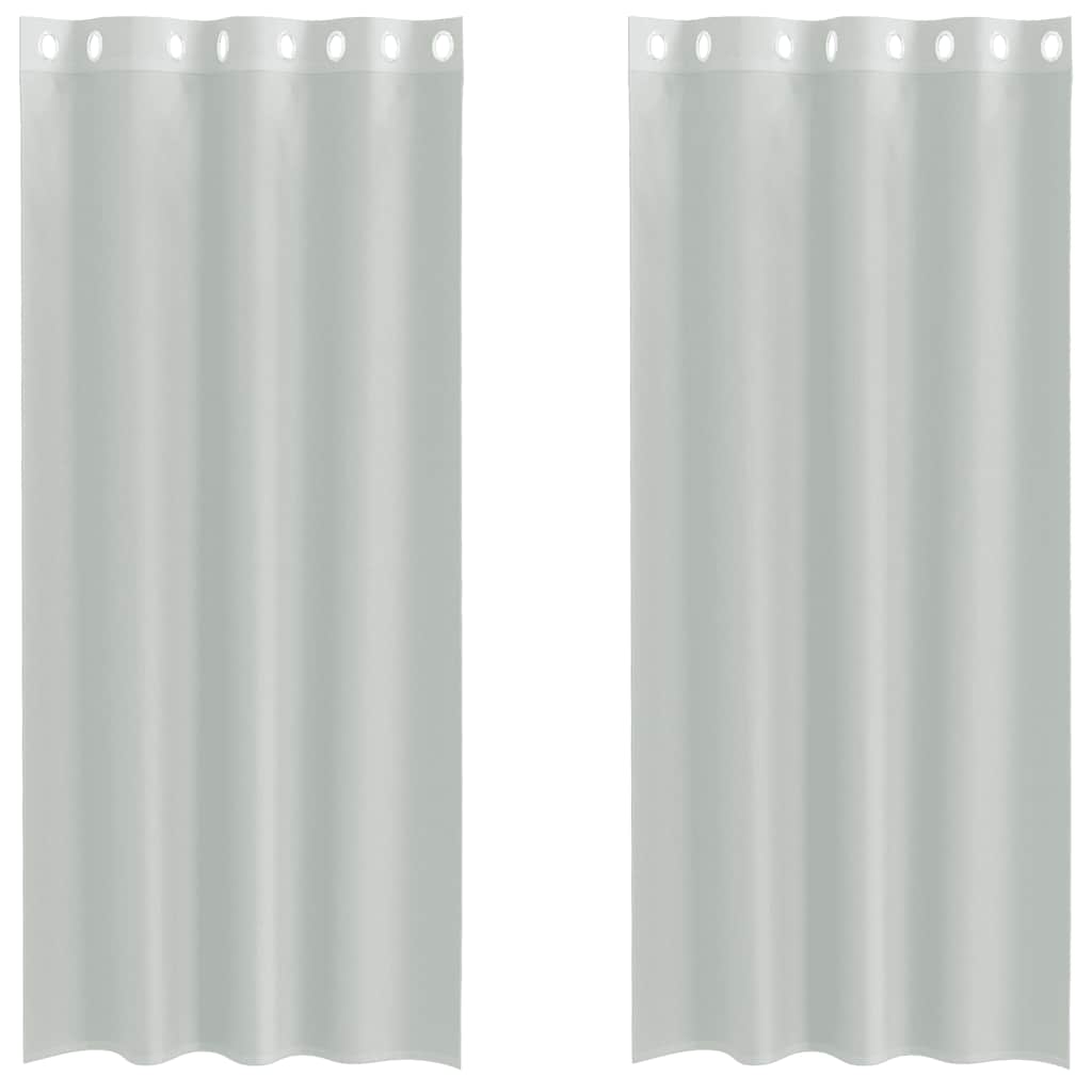 Gordijnen voile met doorvoertules 2 st 140x225 cm lichtgrijs