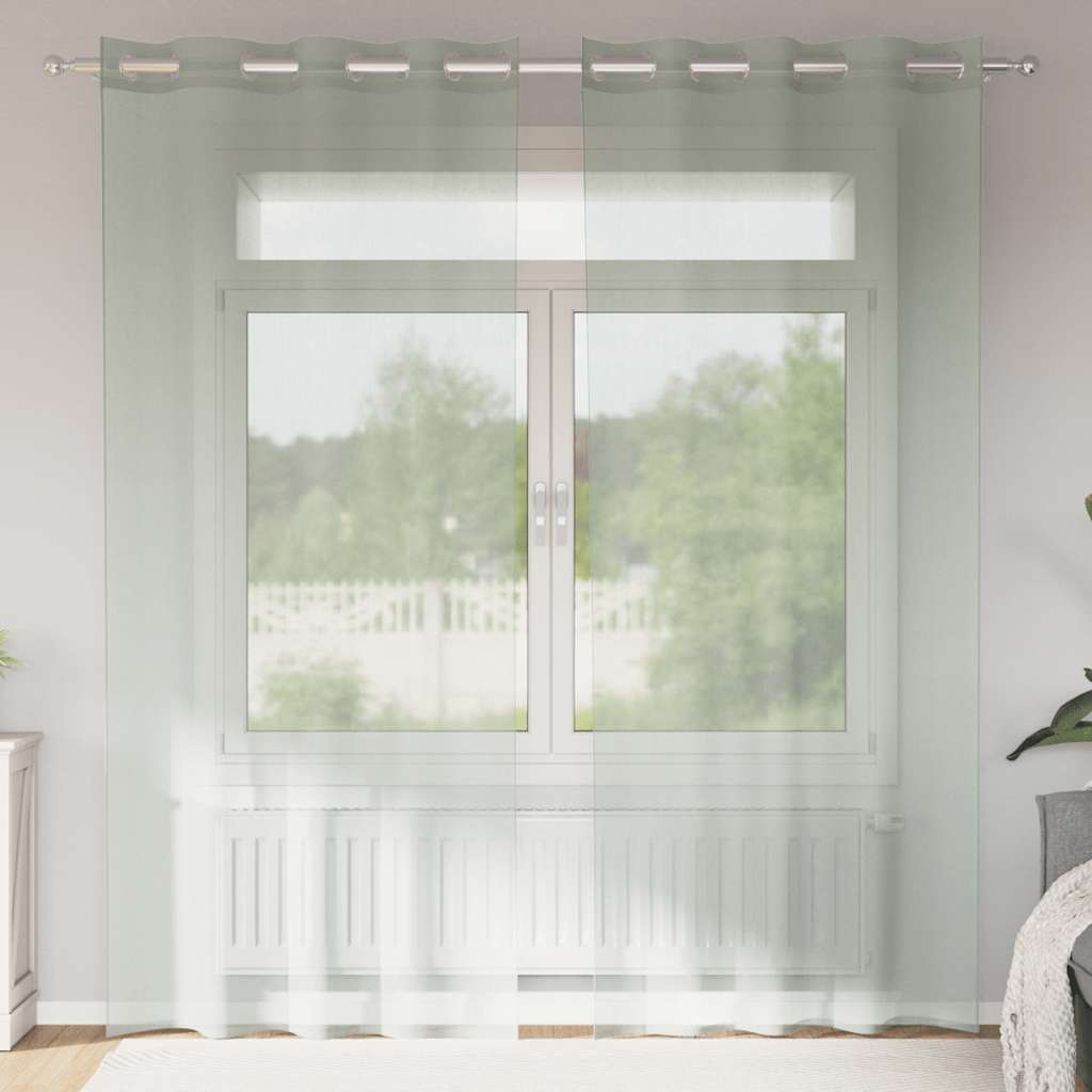 Gordijnen voile met doorvoertules 2 st 140x225 cm lichtgrijs