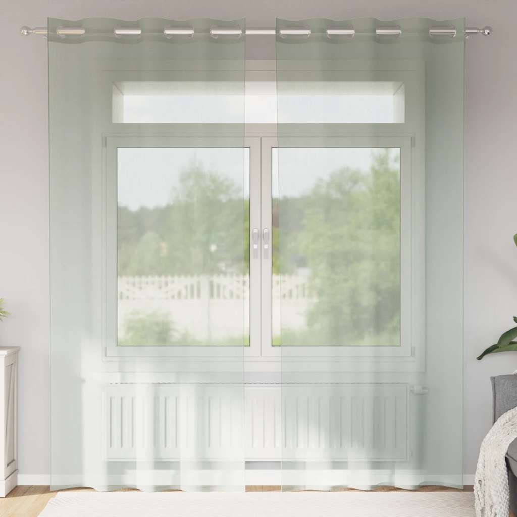 Gordijnen voile met doorvoertules 2 st 140x245 cm lichtgrijs
