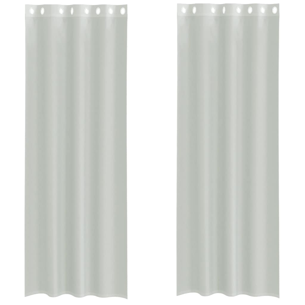 Gordijnen voile met doorvoertules 2 st 140x260 cm lichtgrijs