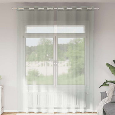 Gordijnen voile met doorvoertules 2 st 140x260 cm lichtgrijs