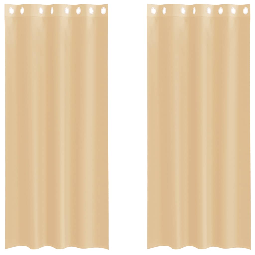 Gordijnen Voile met doorvoertules 2 st zand