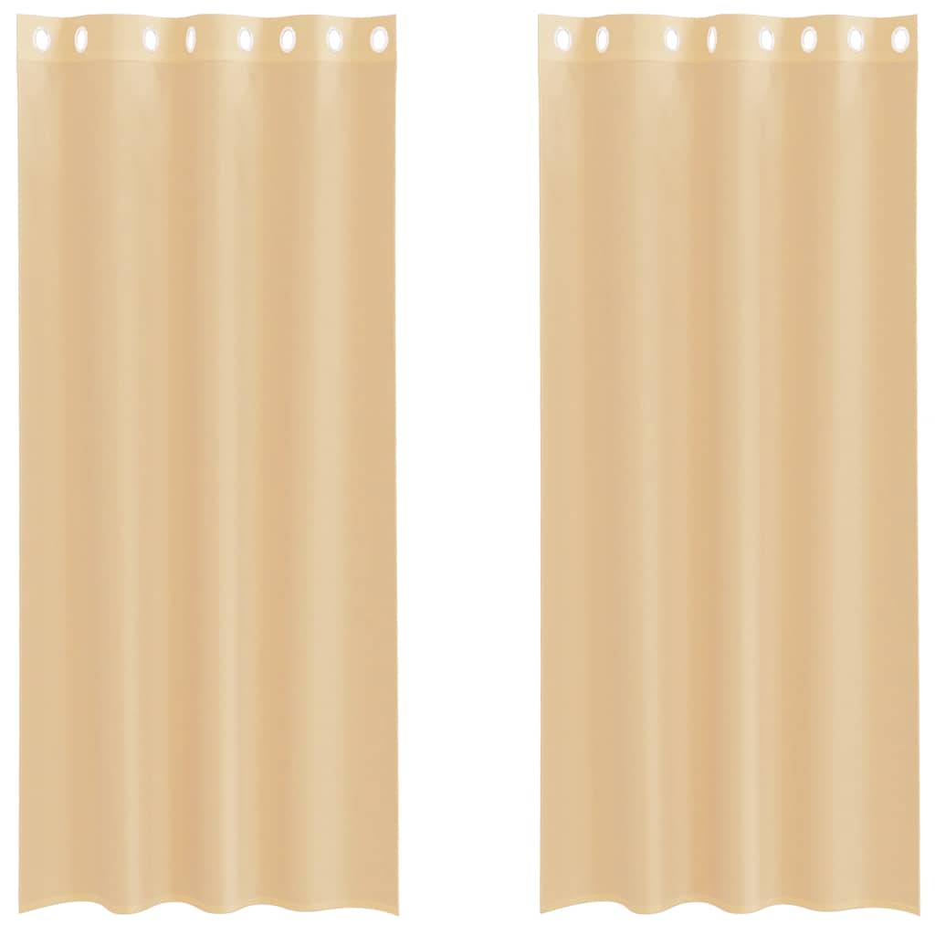Gordijnen Voile met doorvoertules 2 st zand