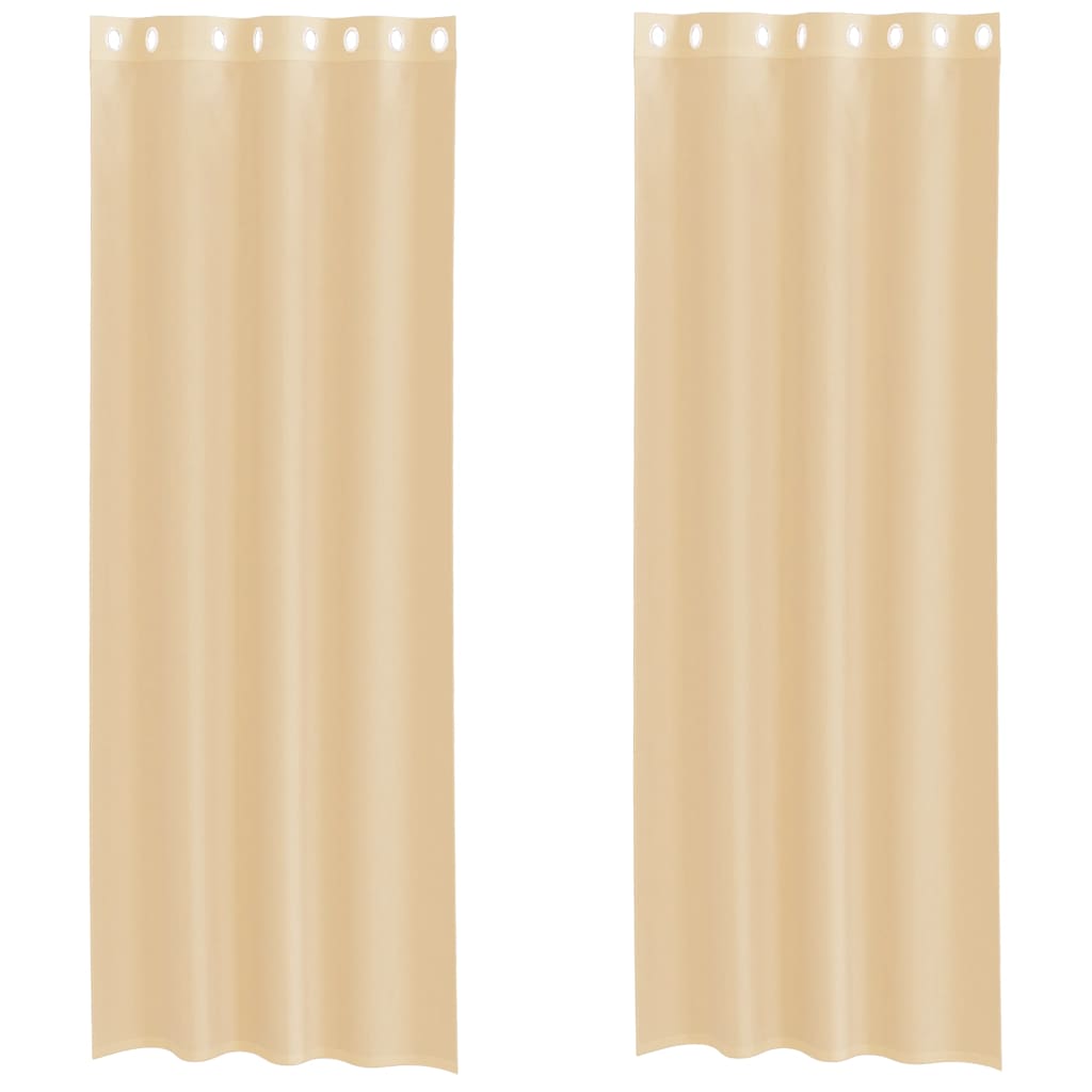 Gordijnen Voile met doorvoertules 2 st zand