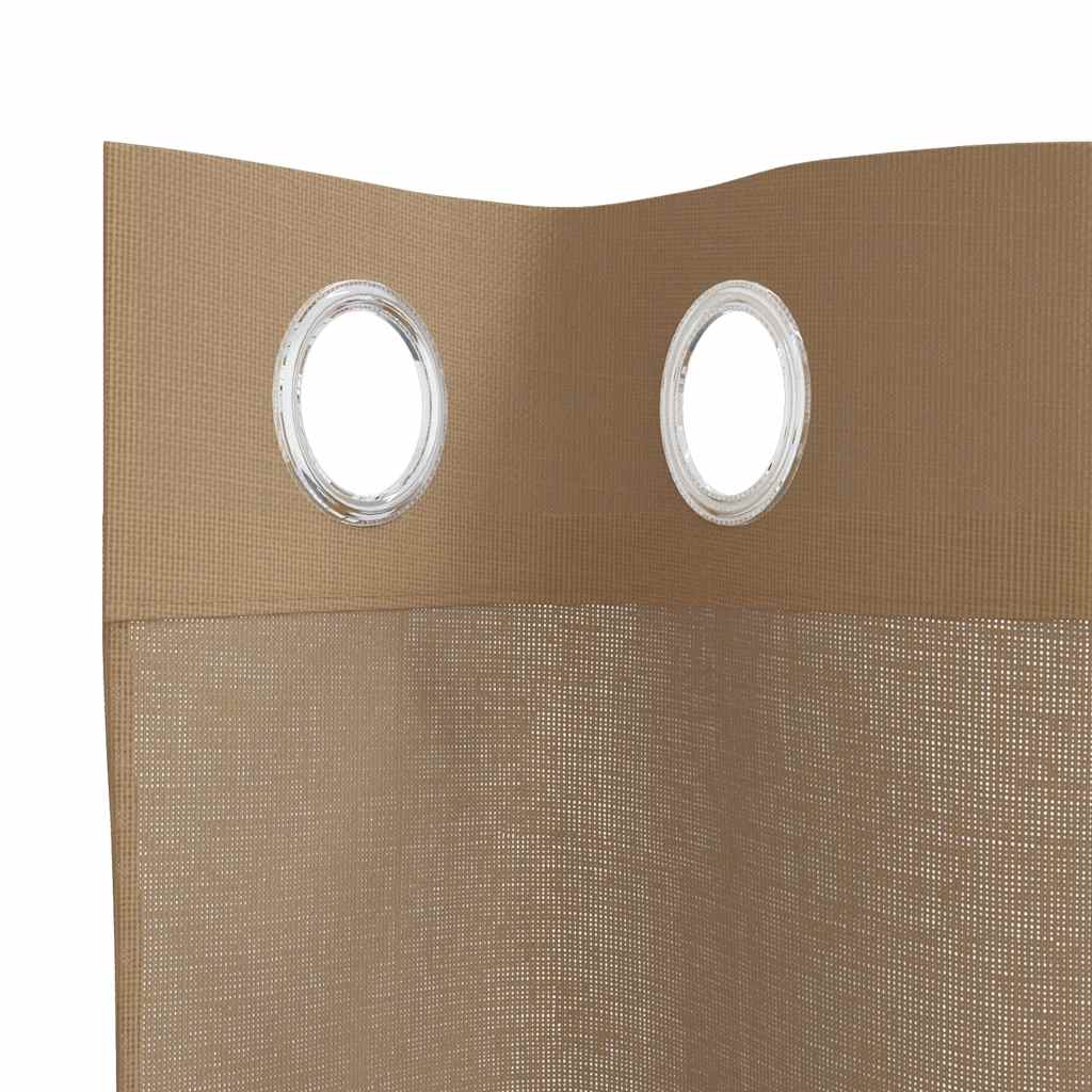 Gordijnen voile met doorvoertules 2 st lichtbruin