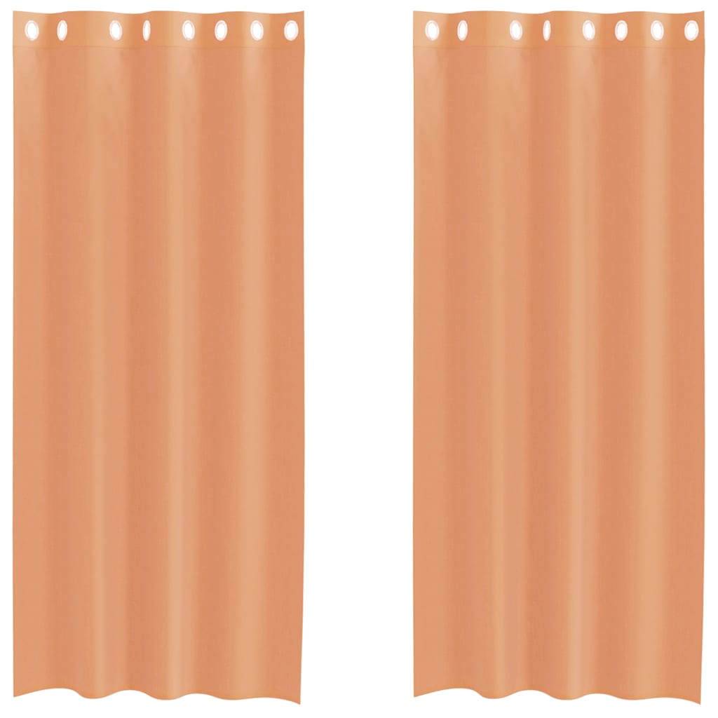 Gordijnen voile met doorvoertules 2 st terracotta