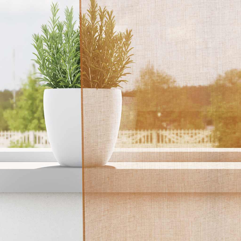 Gordijnen voile met doorvoertules 2 st terracotta