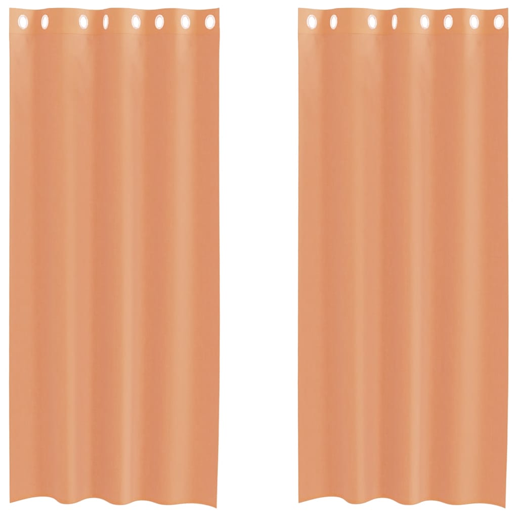 Gordijnen voile met doorvoertules 2 st terracotta
