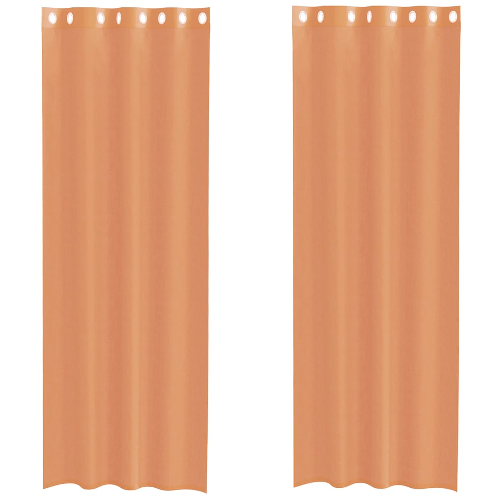 Gordijnen voile met doorvoertules 2 st terracotta