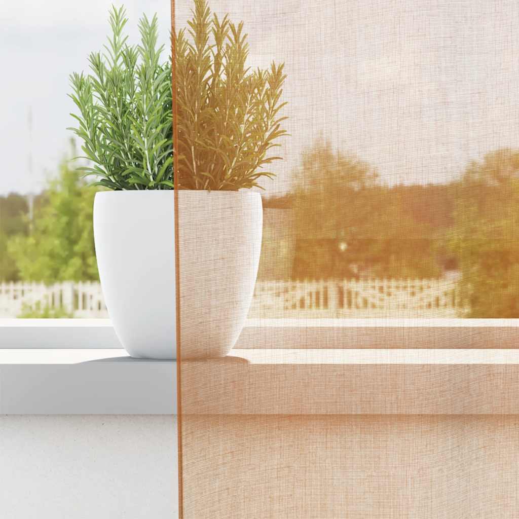 Gordijnen voile met doorvoertules 2 st terracotta