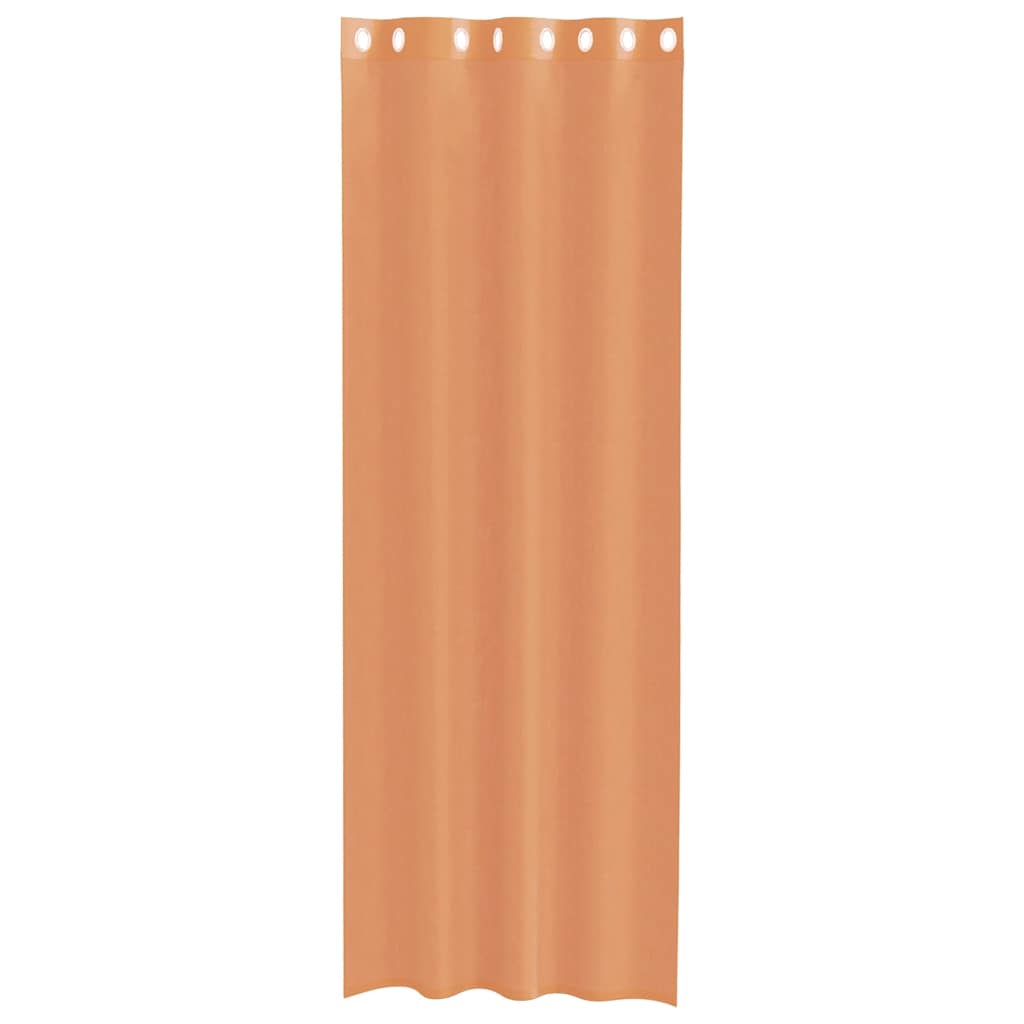 Gordijnen voile met doorvoertules 2 st terracotta