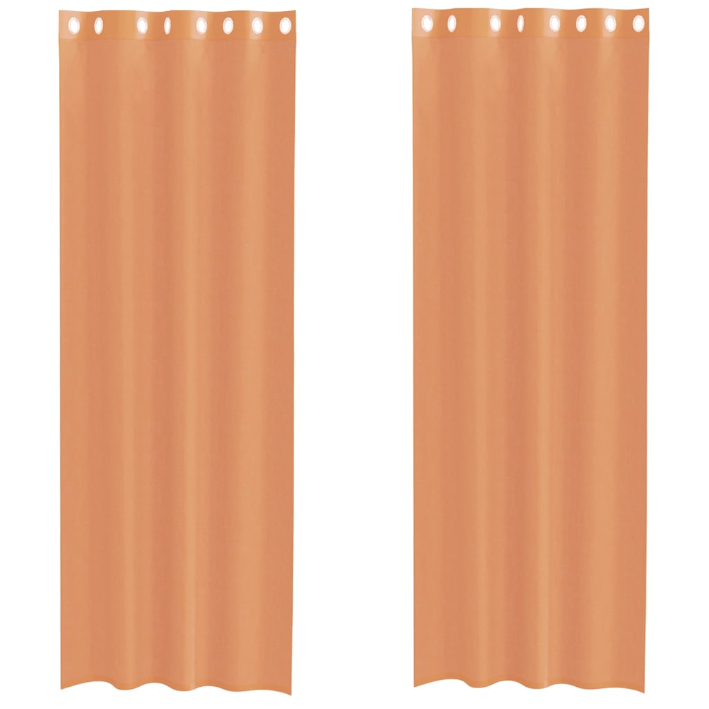 Gordijnen voile met doorvoertules 2 st terracotta