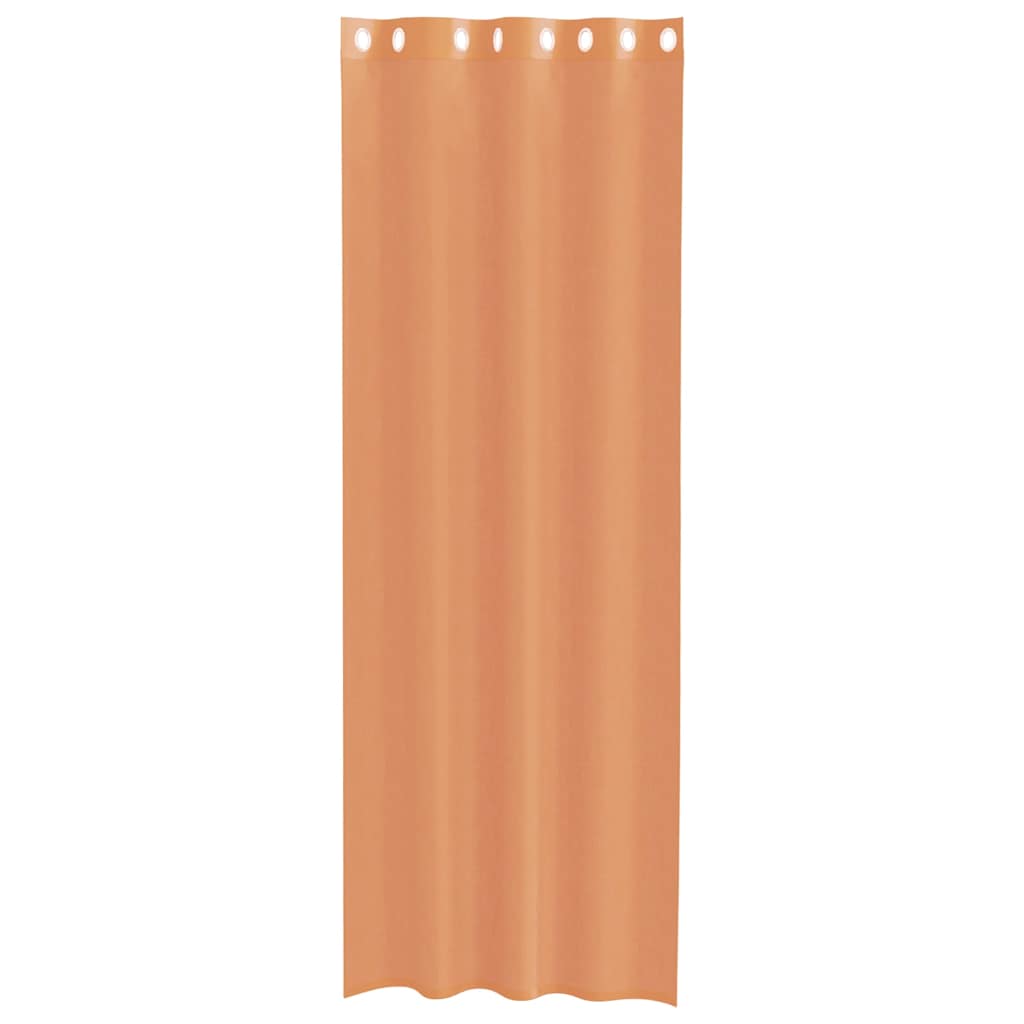 Gordijnen voile met doorvoertules 2 st terracotta
