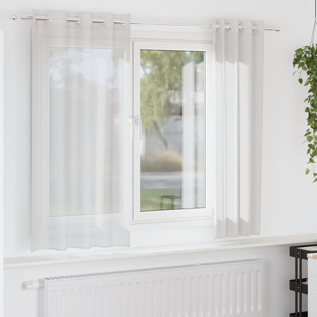 Gordijnen voile met doorvoertules 2 st wit