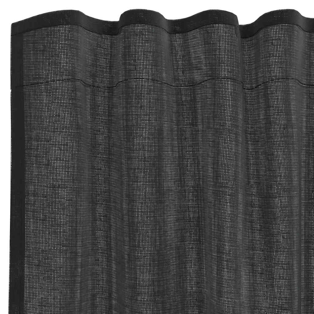 Gordijnen voile met roedezakken 2 st zwart