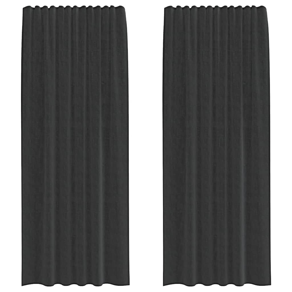 Gordijnen voile met roedezakken 2 st zwart