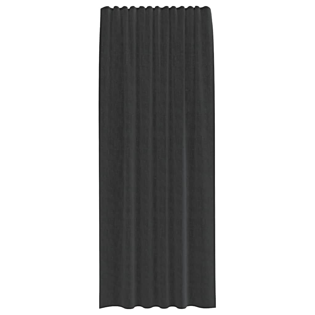 Gordijnen voile met roedezakken 2 st zwart