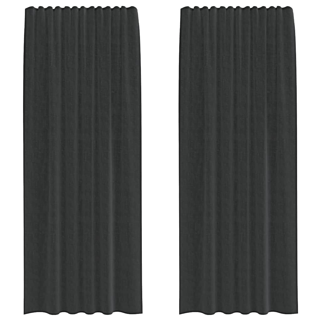 Gordijnen voile met roedezakken 2 st zwart