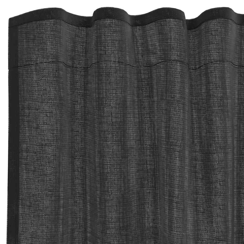 Gordijnen voile met roedezakken 2 st zwart