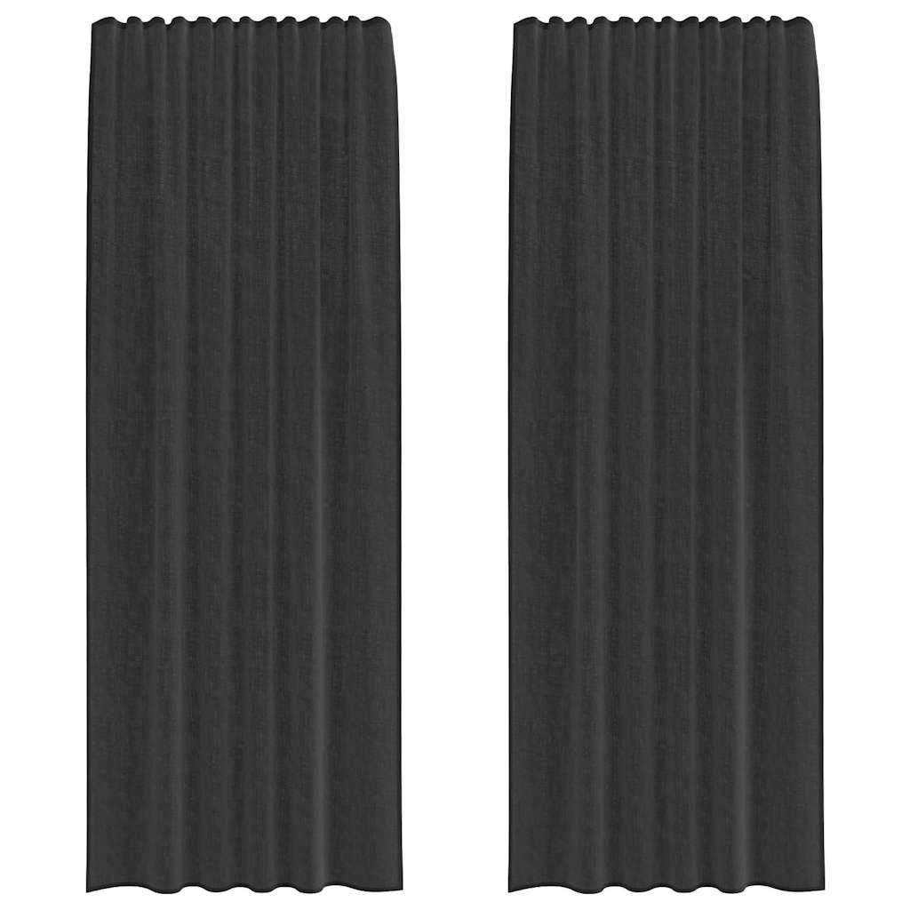 Gordijnen voile met roedezakken 2 st zwart