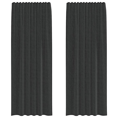 Gordijnen voile met roedezakken 2 st zwart