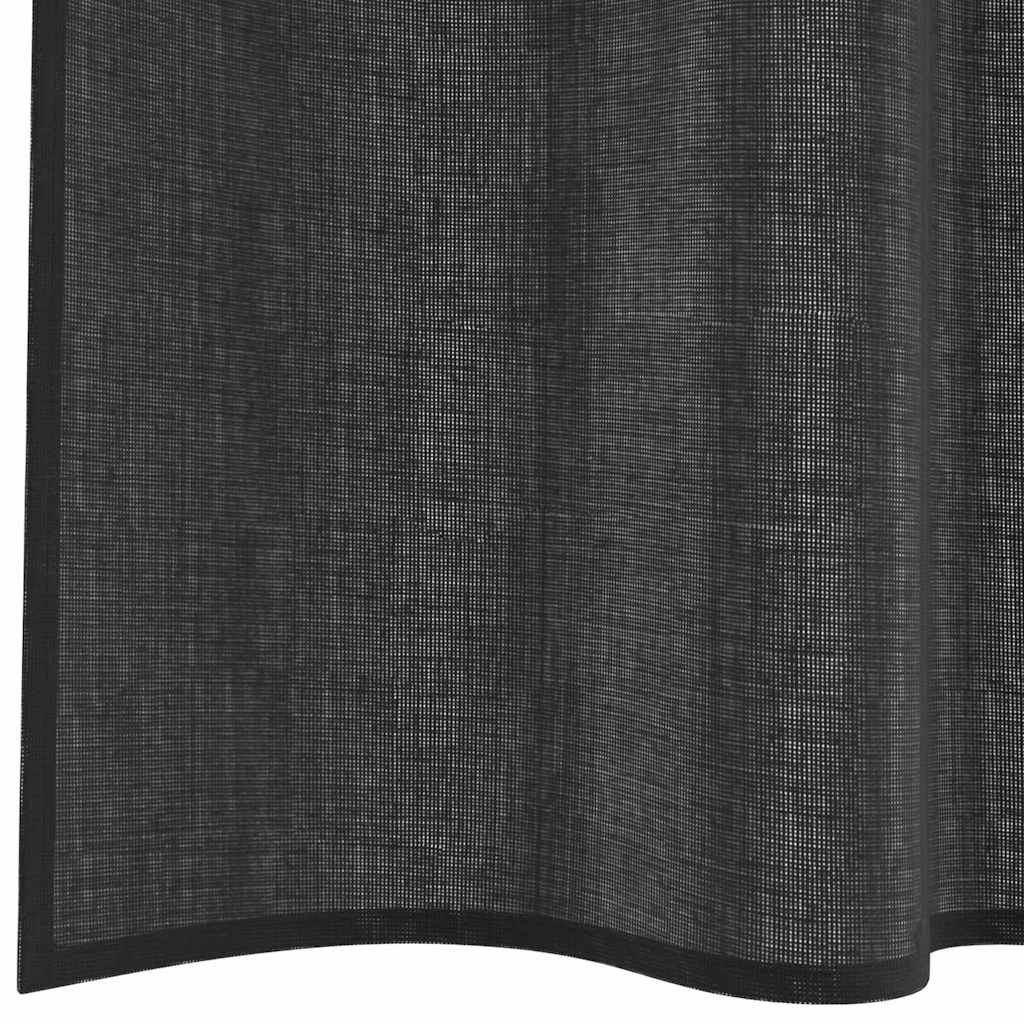 Gordijnen voile met roedezakken 2 st zwart
