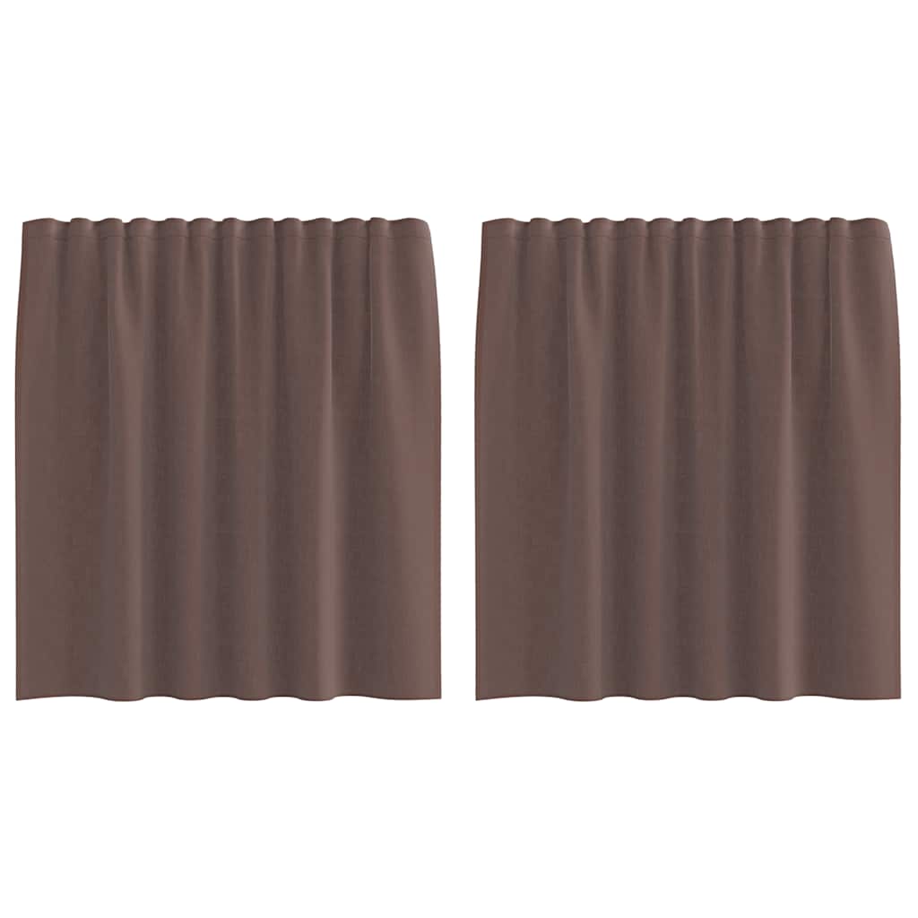 Gordijnen voile met roedezakken 2 st bruin