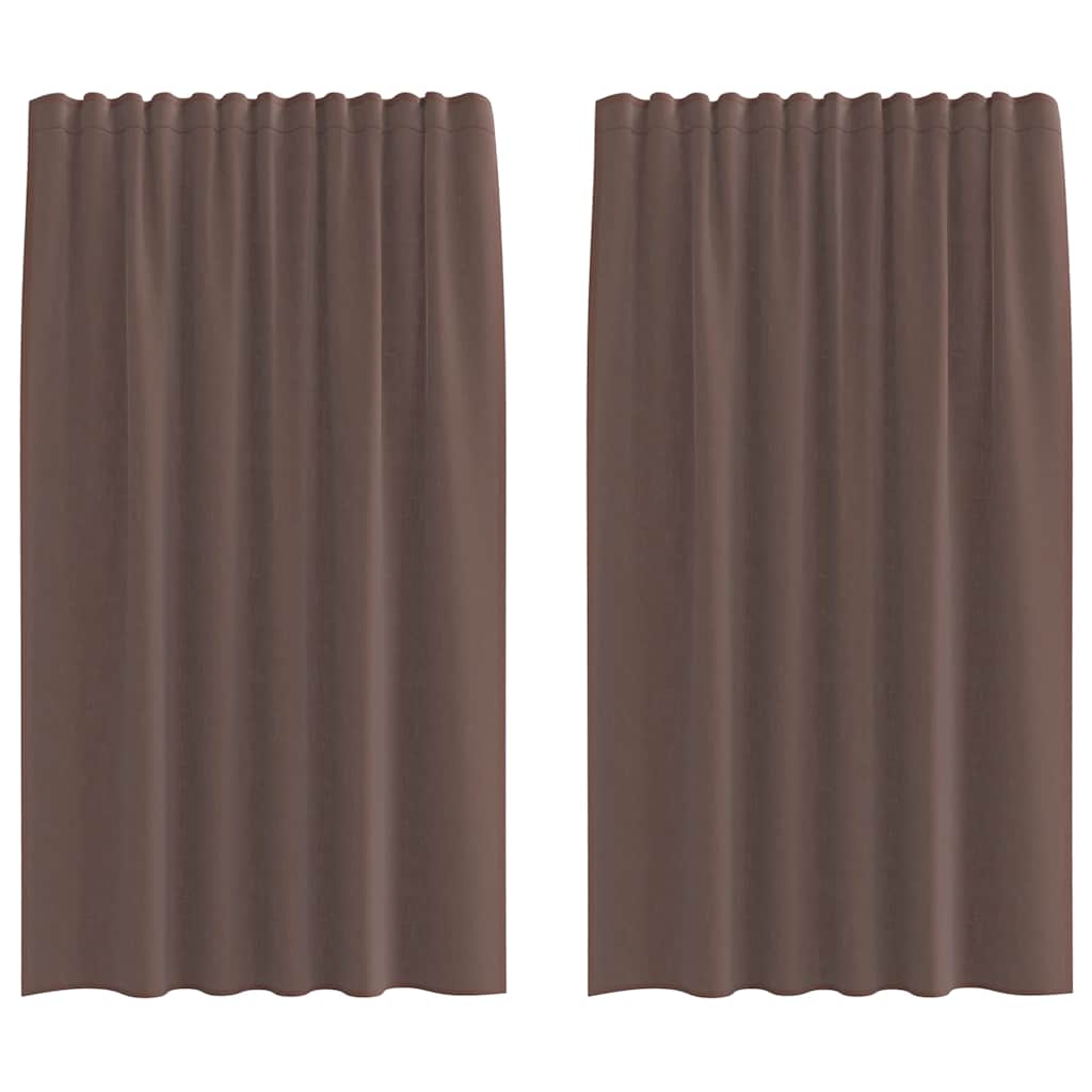 Gordijnen voile met roedezakken 2 st bruin