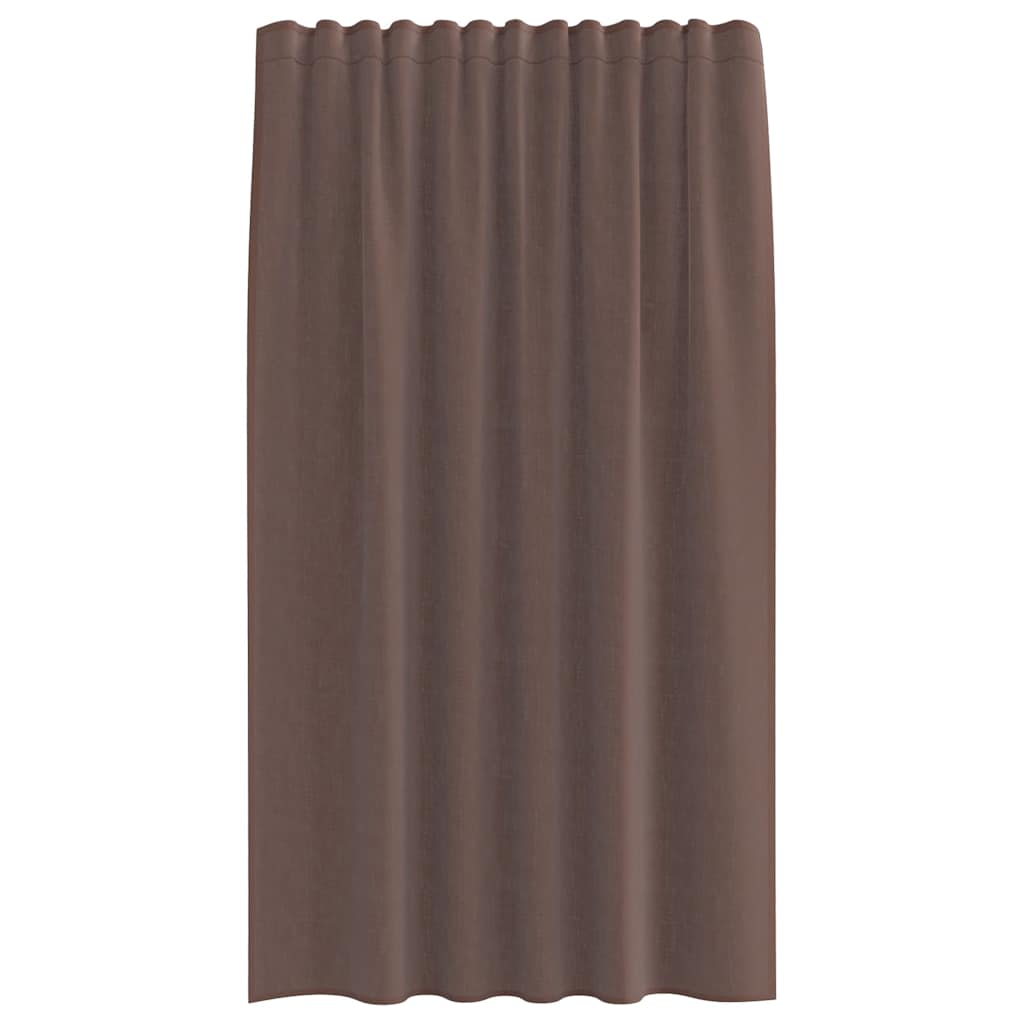Gordijnen voile met roedezakken 2 st bruin
