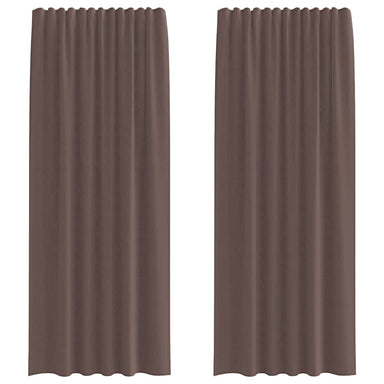 Gordijnen voile met roedezakken 2 st bruin