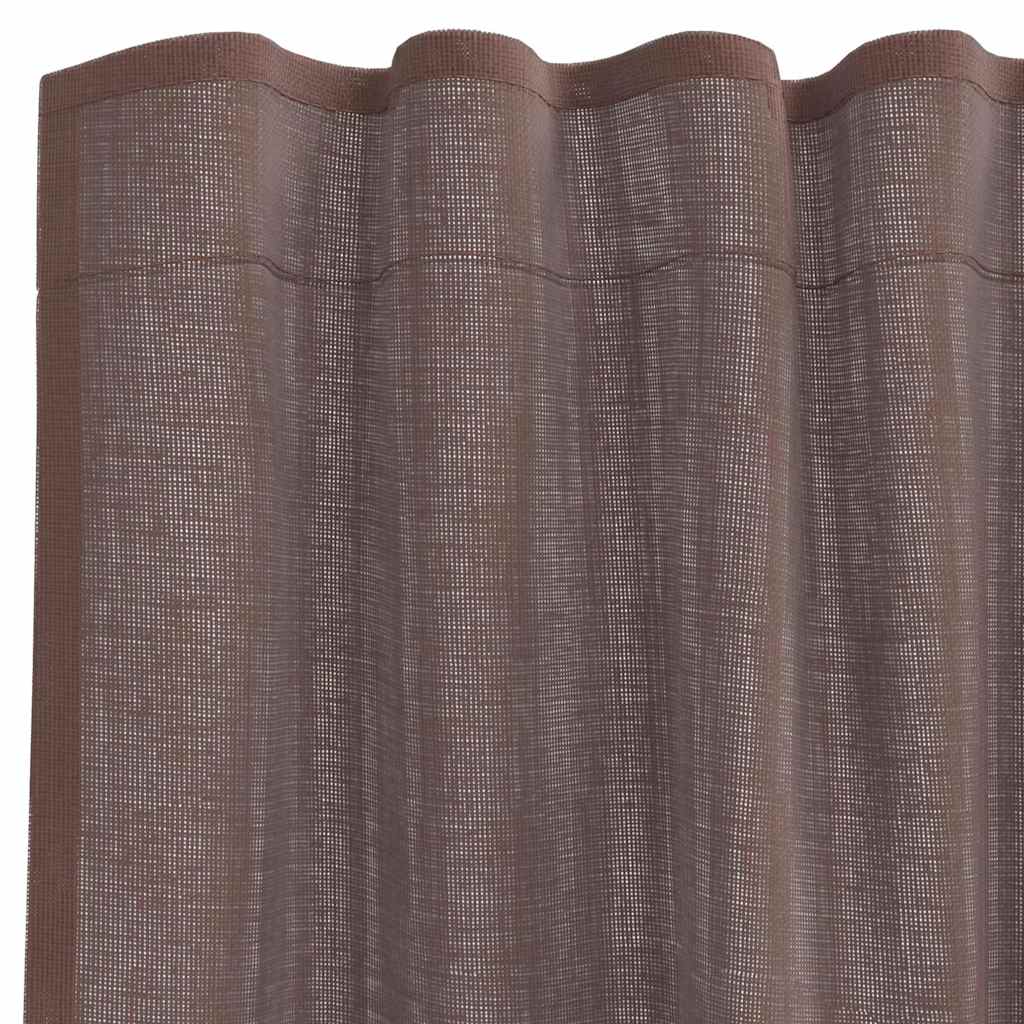 Gordijnen voile met roedezakken 2 st bruin