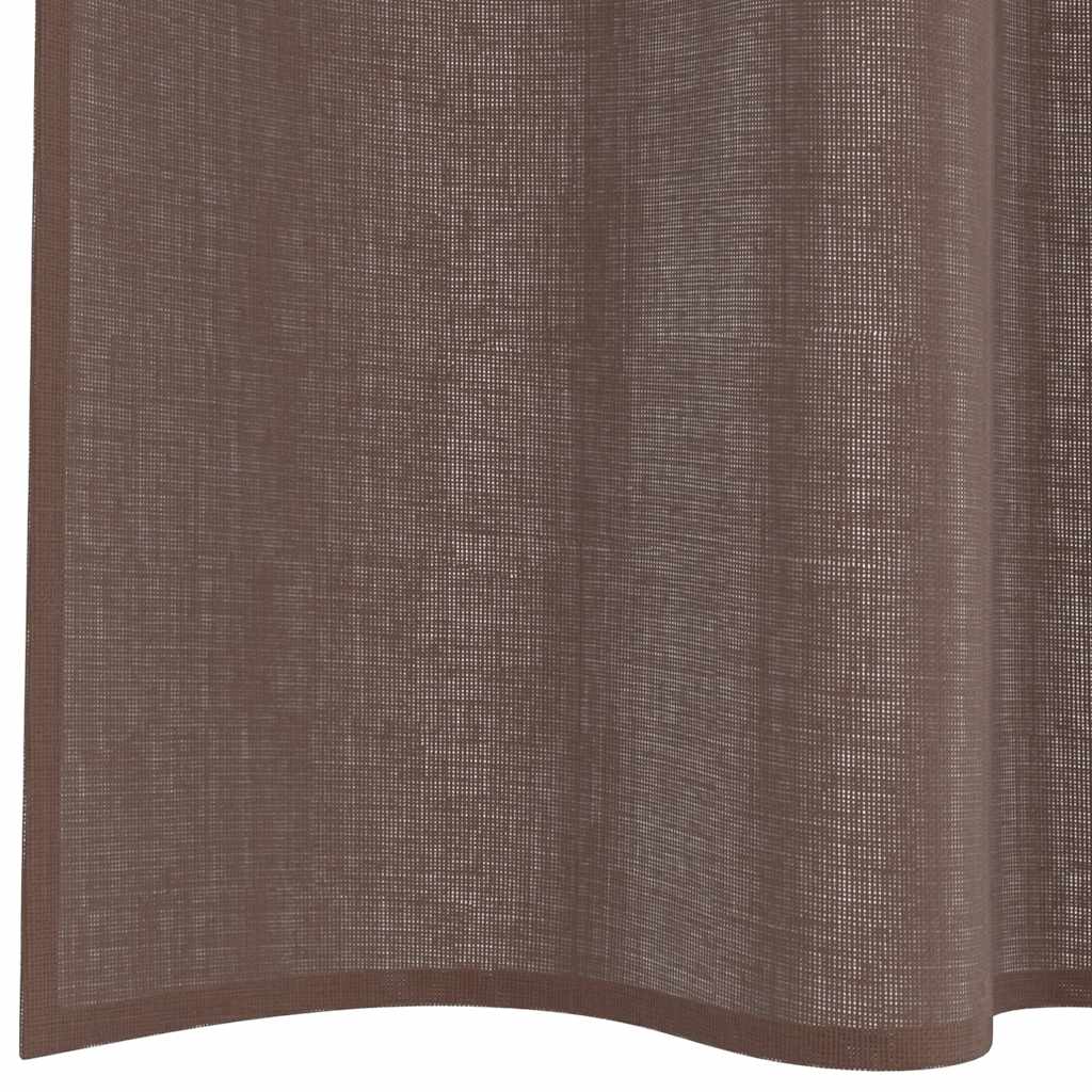 Gordijnen voile met roedezakken 2 st bruin