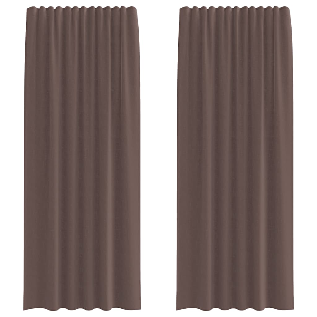 Gordijnen voile met roedezakken 2 st bruin
