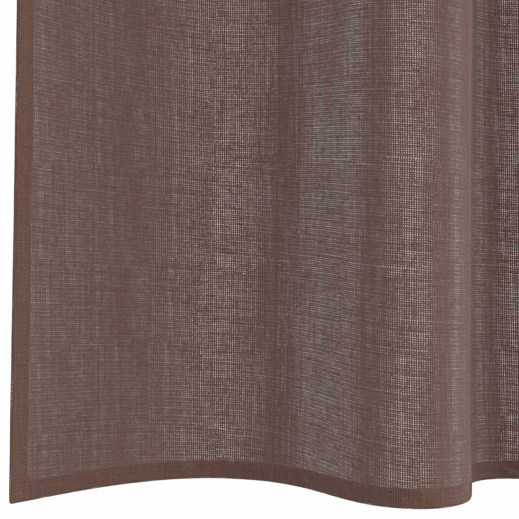Gordijnen voile met roedezakken 2 st bruin