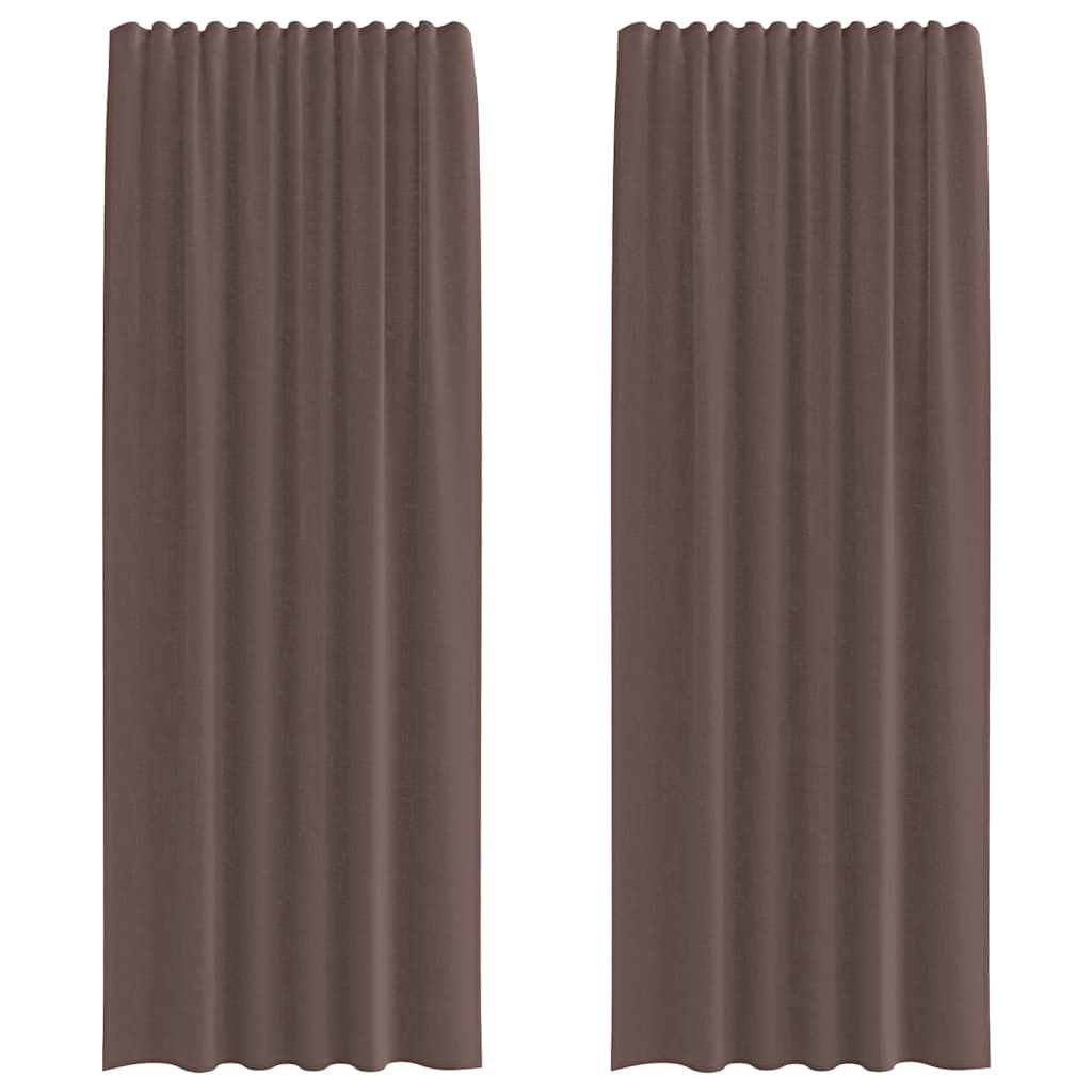 Gordijnen voile met roedezakken 2 st bruin
