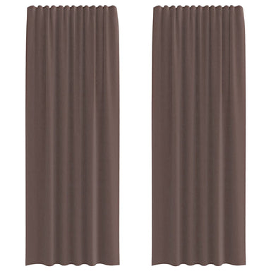 Gordijnen voile met roedezakken 2 st bruin