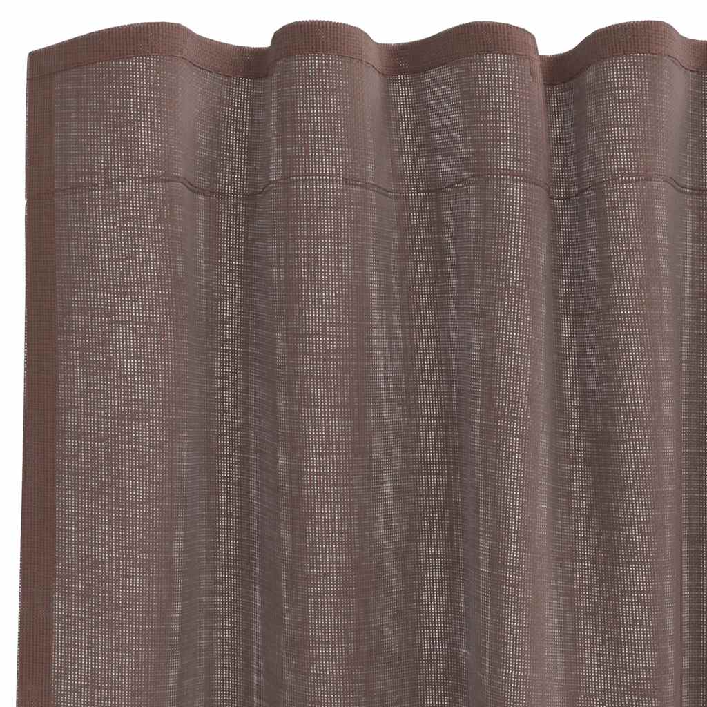 Gordijnen voile met roedezakken 2 st bruin