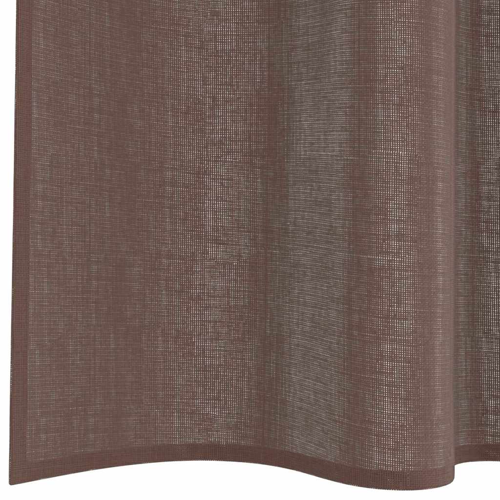 Gordijnen voile met roedezakken 2 st bruin