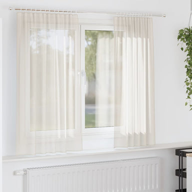 Gordijnen voile met roedezakken 2 st crèmekleurig