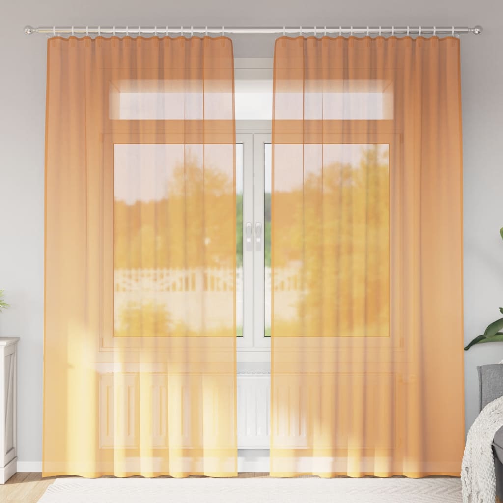Gordijnen voile met roedezakken 2 st oranje