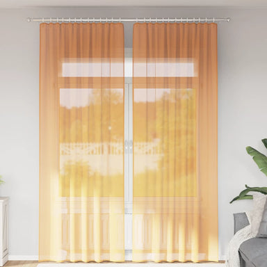 Gordijnen voile met roedezakken 2 st oranje