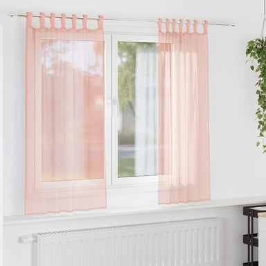 Gordijnen voile met roedezakken 2 st roze