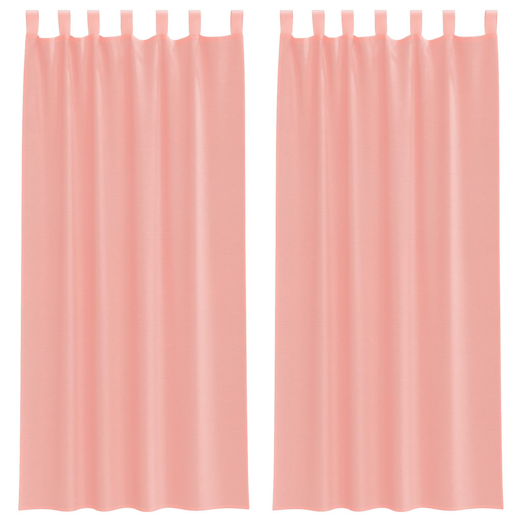 Gordijnen voile met roedezakken 2 st roze