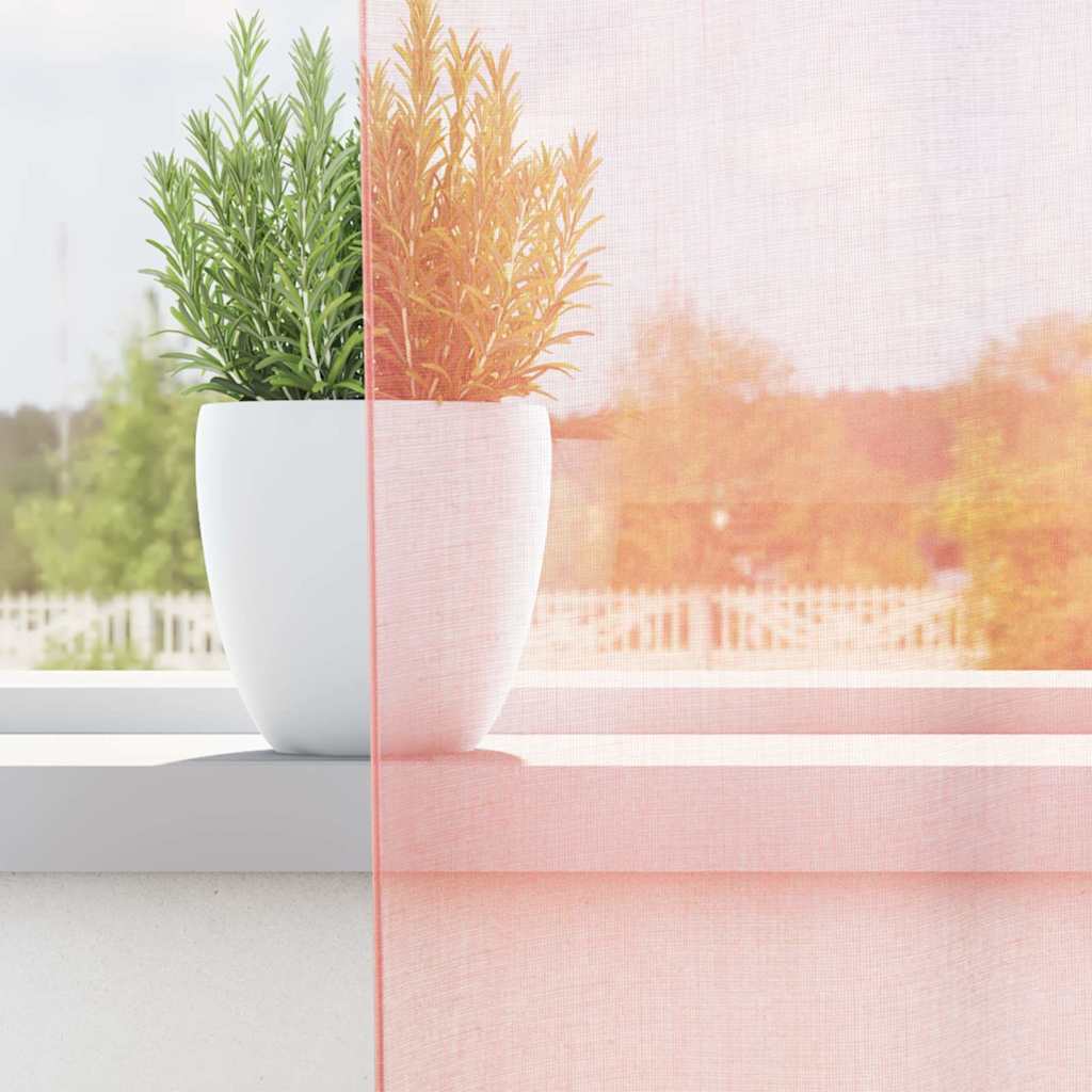 Gordijnen voile met roedezakken 2 st roze