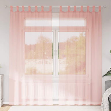 Gordijnen voile met roedezakken 2 st roze