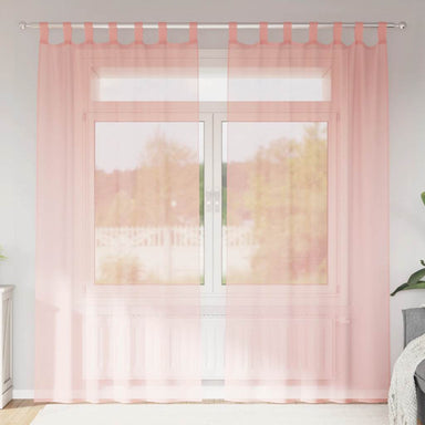 Gordijnen voile met roedezakken 2 st roze