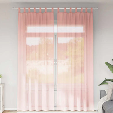 Gordijnen voile met roedezakken 2 st roze