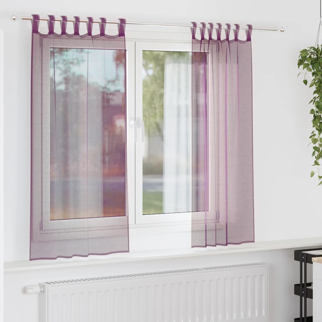 Gordijnen voile met roedezakken 2 st paars