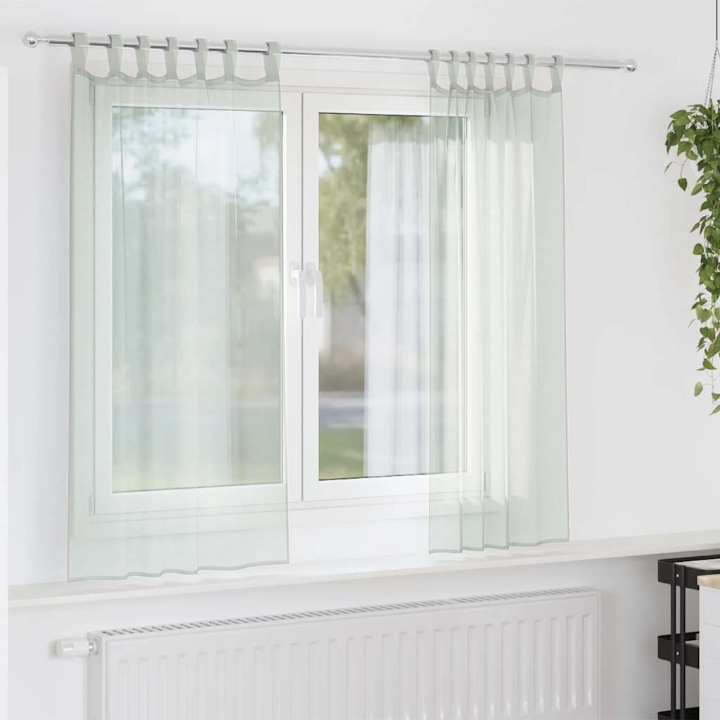 Gordijnen voile met roedezakken 2 st lichtgrijs